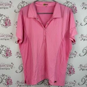 Swing tshirt polo preppy snap buttons half golf ⛳️ style Pink Polo Shirt